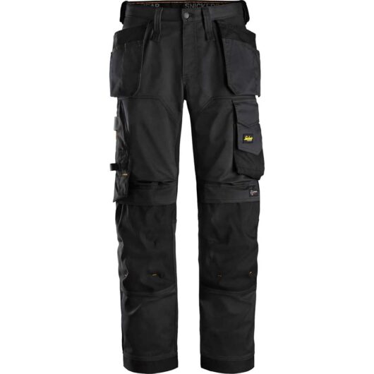 Snickers 6251 Mens Allround Work Stretch Loose Fit Trousers Holster Pockets Black 31" 32"