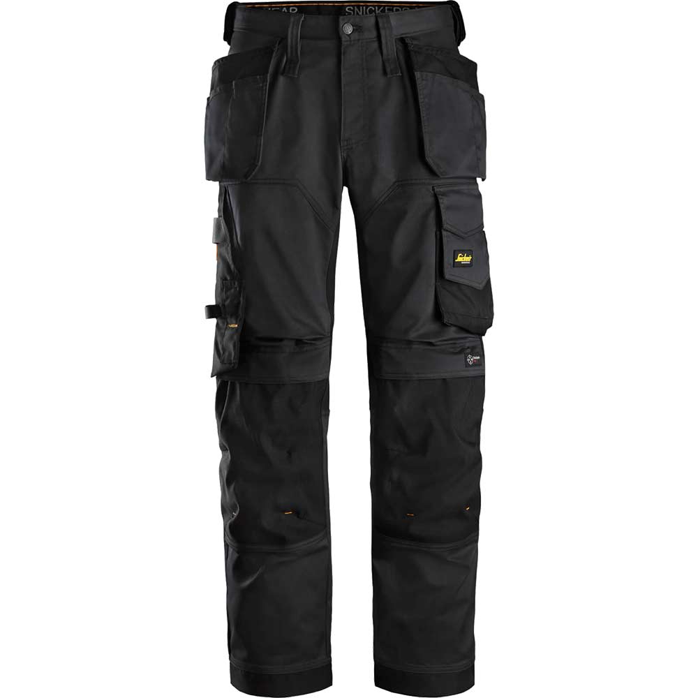 Snickers 6251 Mens Allround Work Stretch Loose Fit Trousers Holster Pockets Black 31" 32"